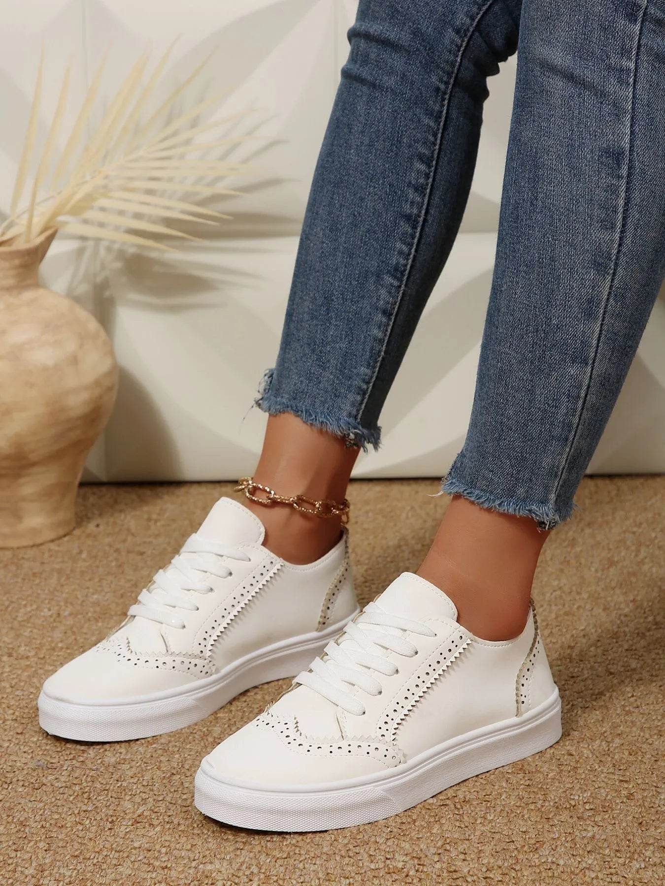Lace Up Round Toe Platform Sneakers - Tredona LLC