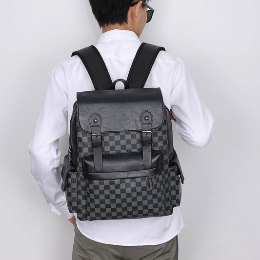 Large Capacity Travel Leisure Plaid Backpack - Tredona LLC