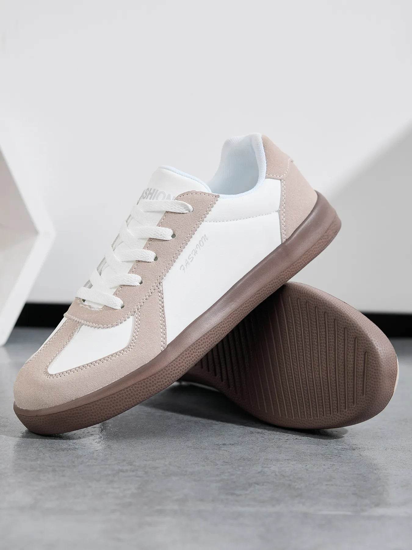 Contrast Lace-Up Casual Sneakers - Tredona LLC