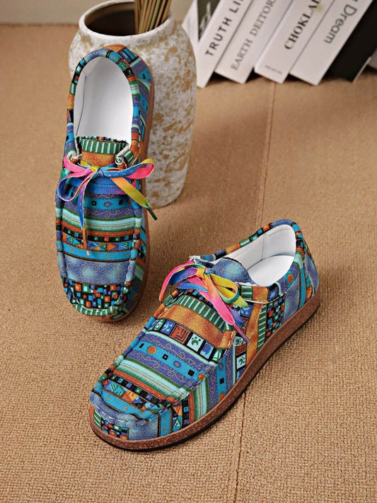 Printed Lace Up Sneakers - Tredona LLC