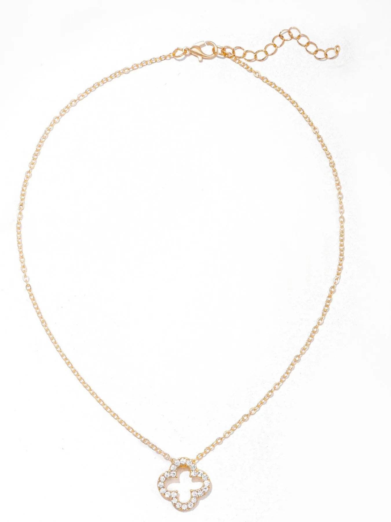 Inlaid Zircon Clover Pendant Necklace - Tredona LLC