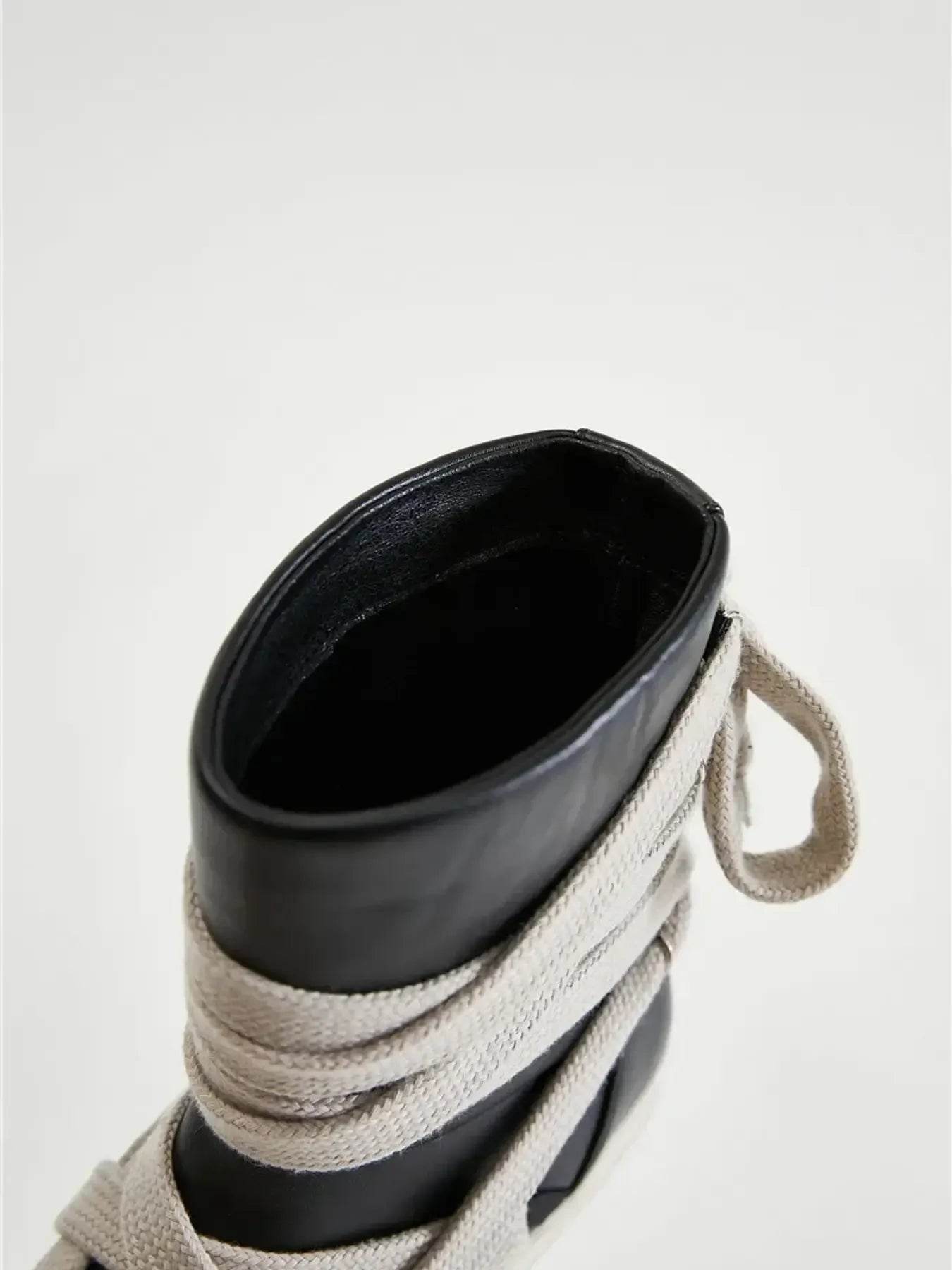 Lace-Up Round Neck Sneaker Boots - Tredona LLC