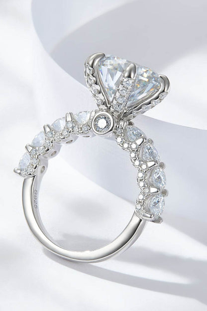 3-Carat Moissanite Platinum-Plated Side Stone Ring - Tredona LLC