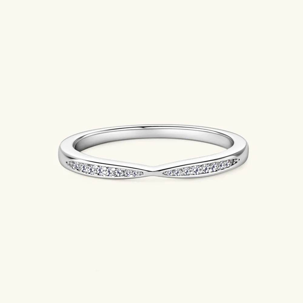 925 Sterling Silver Inlaid Moissanite Ring - Tredona LLC