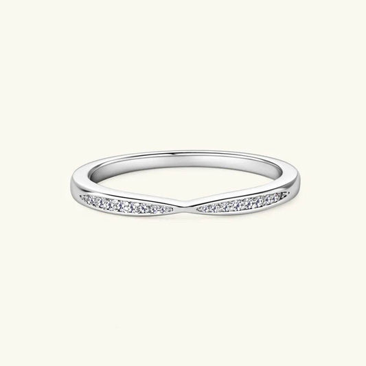 925 Sterling Silver Inlaid Moissanite Ring - Tredona LLC