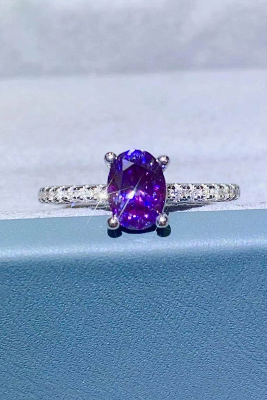 1 Carat Purple Moissanite 4-Prong Ring - Tredona LLC