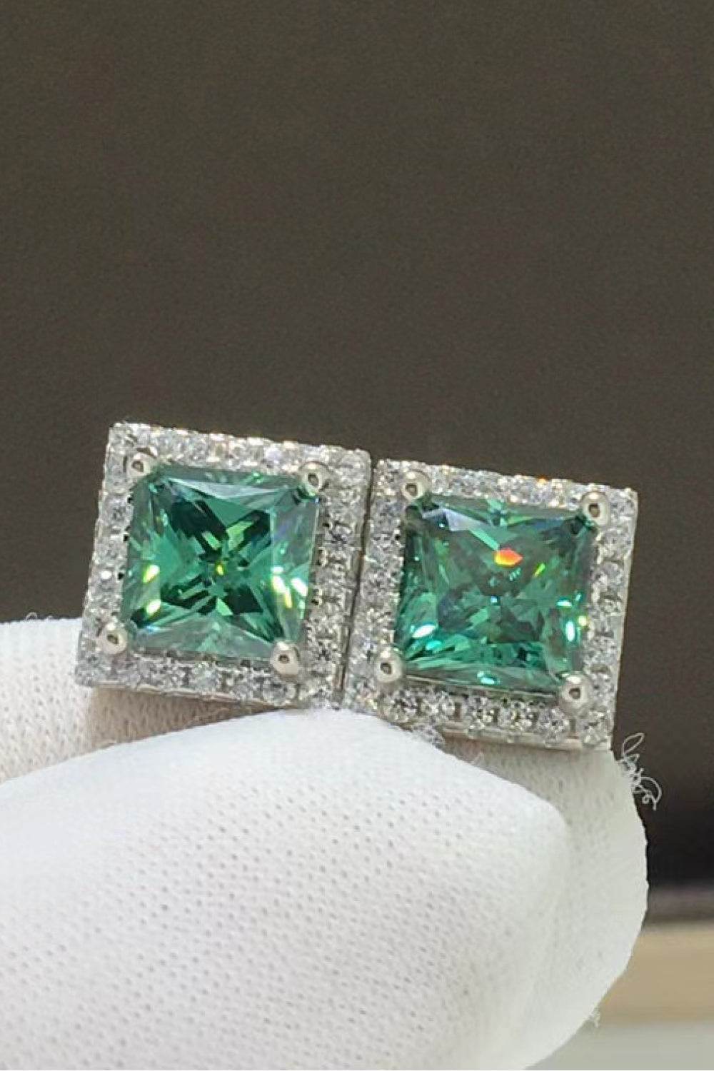 2 Carat Moissanite Square Stud Earrings - Tredona LLC