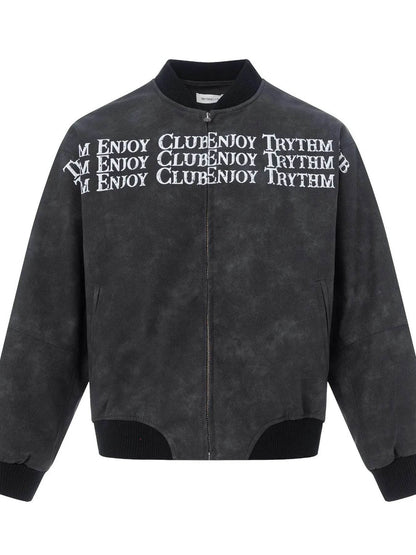 Men's Zip Up Letter Graphic Bomber Jacket - Tredona LLC
