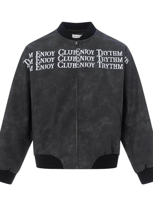 Men's Zip Up Letter Graphic Bomber Jacket - Tredona LLC