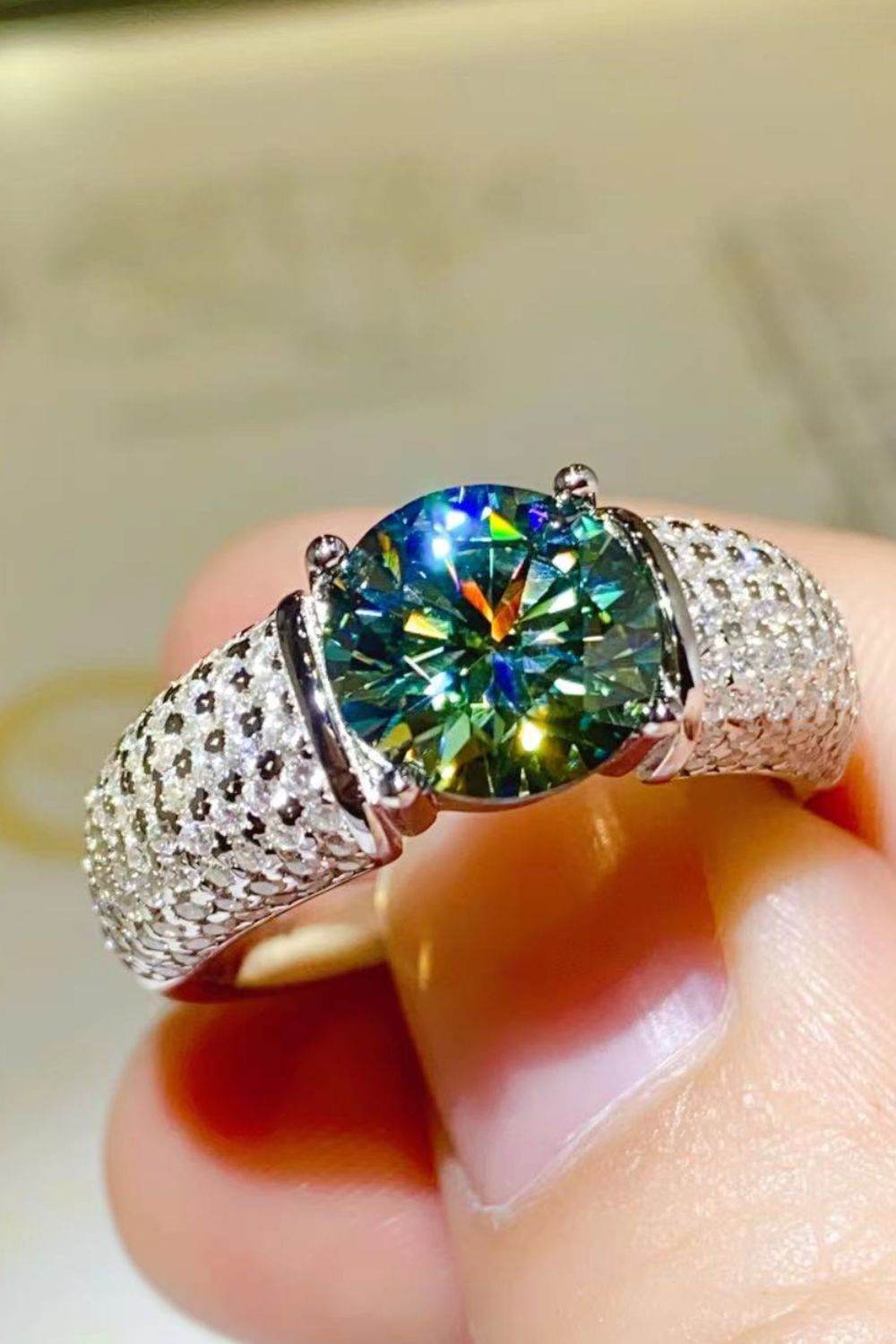 3 Carat Moissanite Side Stone Ring - Tredona LLC