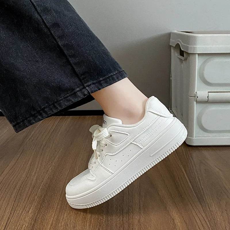 Lace Up Round Toe Platform Sneakers - Tredona LLC