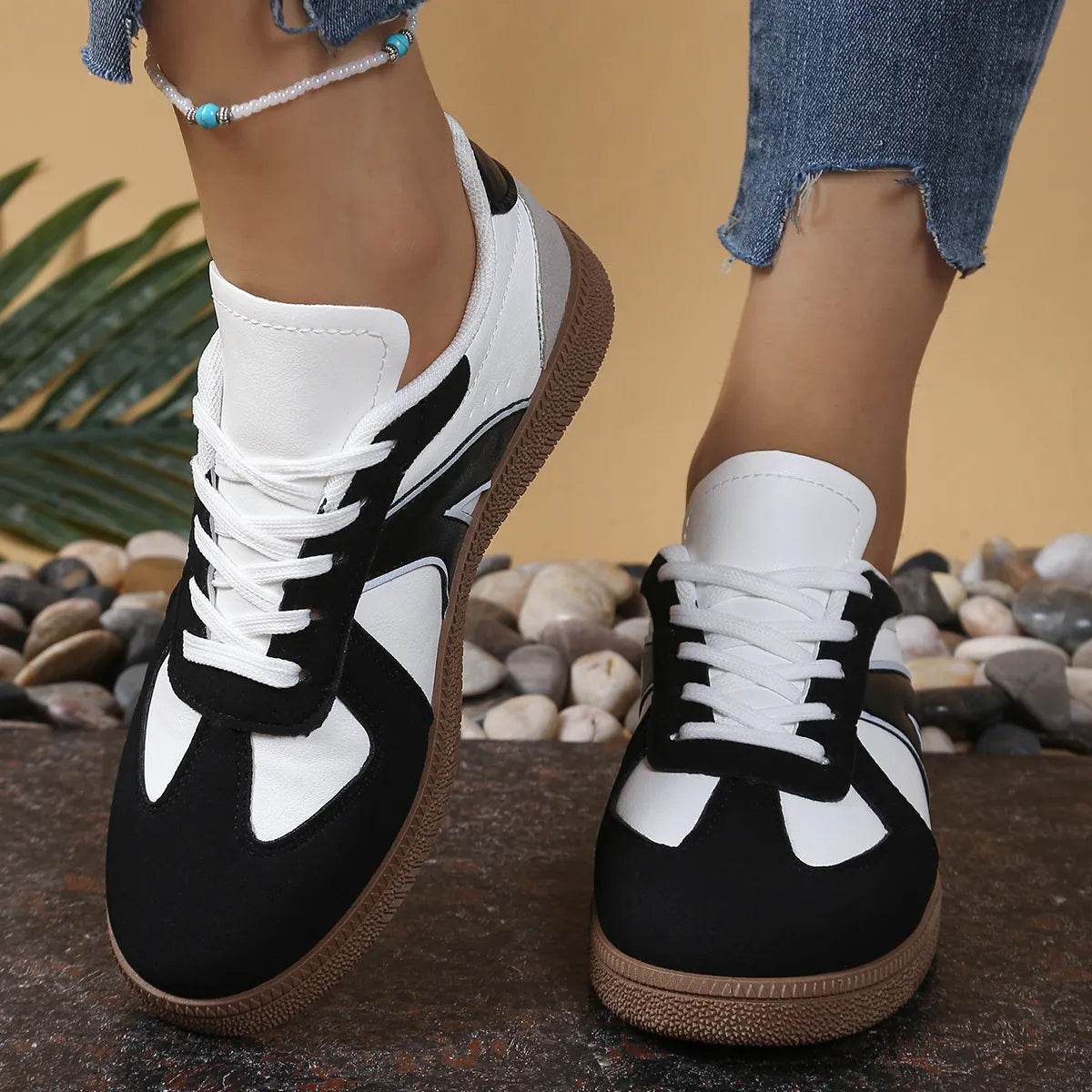 Lace Up Round Toe Sneakers - Tredona LLC