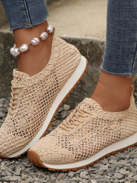 Breathable Mesh Lace-Up Sneakers - Tredona LLC