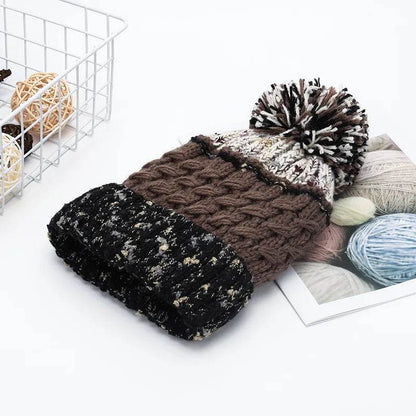 Contrast Thermal Hat with Pompom - Tredona LLC