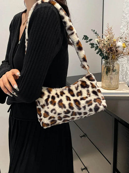 Leopard Fluff Shoulder Bag - Tredona LLC