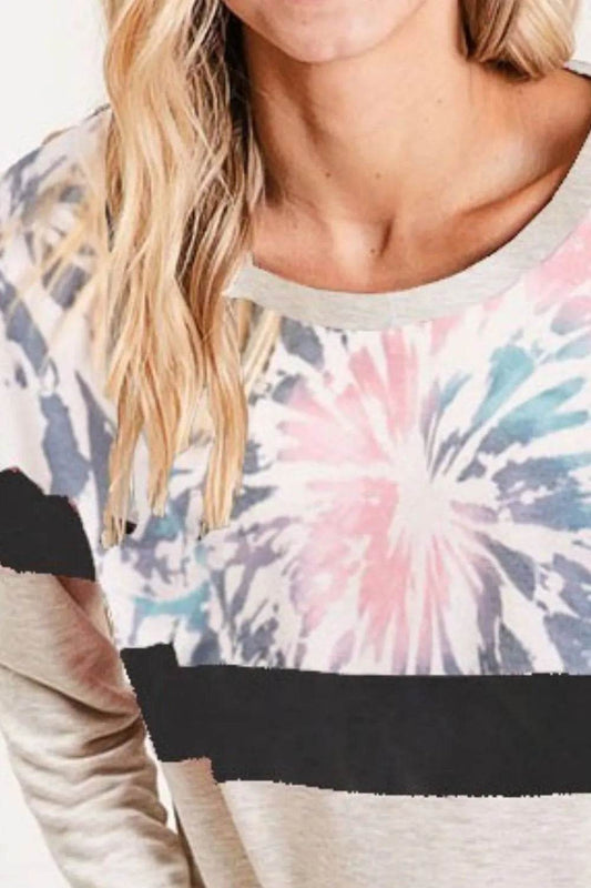 BiBi Mix And Match Color French Terry Wide Neck Top - Tredona LLC