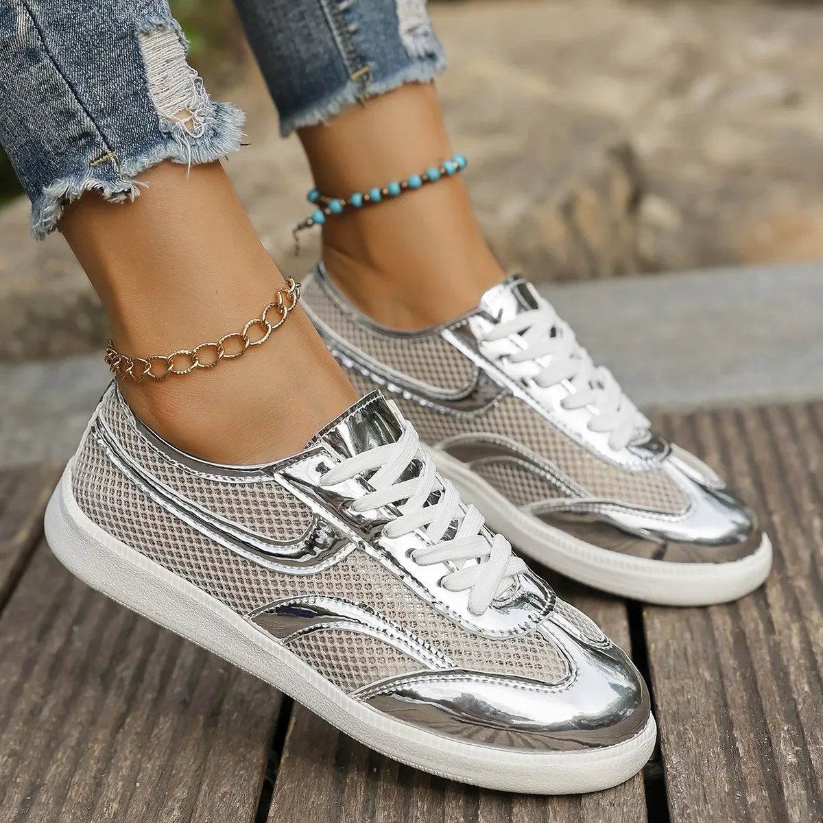 Mesh Lace Up Sneakers - Tredona LLC
