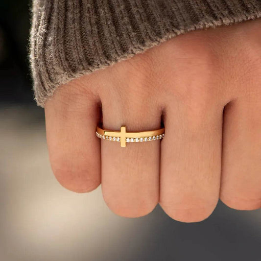 Zircon 925 Sterling Silver Cross Ring - Tredona LLC