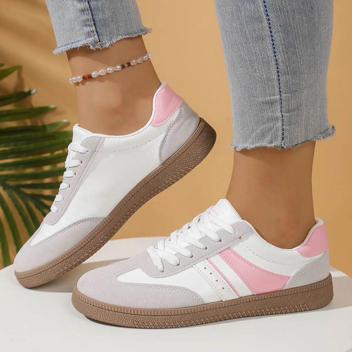 Round Toe Lace Up Sneakers - Tredona LLC