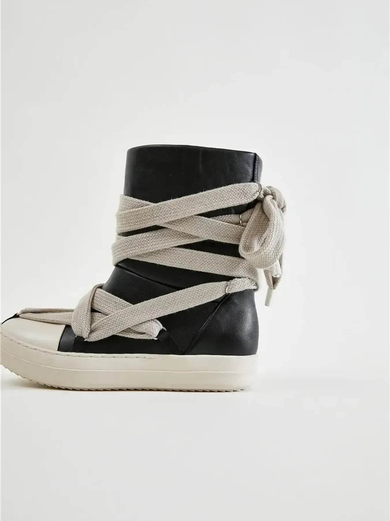 Lace-Up Round Neck Sneaker Boots - Tredona LLC
