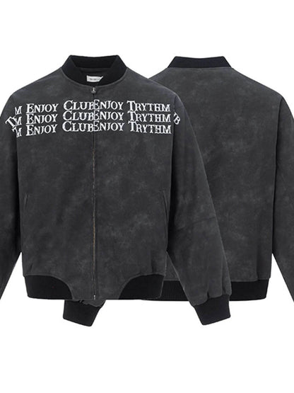 Men's Zip Up Letter Graphic Bomber Jacket - Tredona LLC