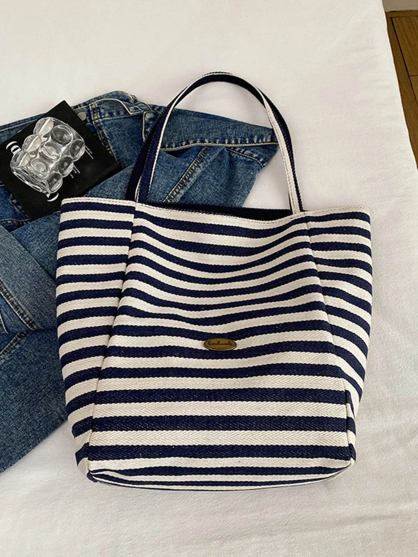Striped Canvas Tote Bag - Tredona LLC