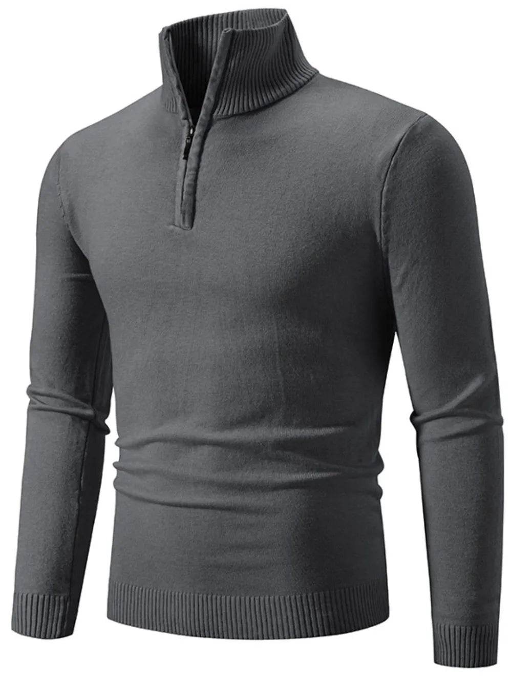 Men's Plus Size Quarter Zip Long Sleeve Sweater - Tredona LLC