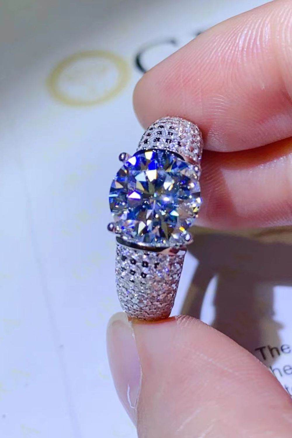 3 Carat Moissanite Side Stone Ring - Tredona LLC