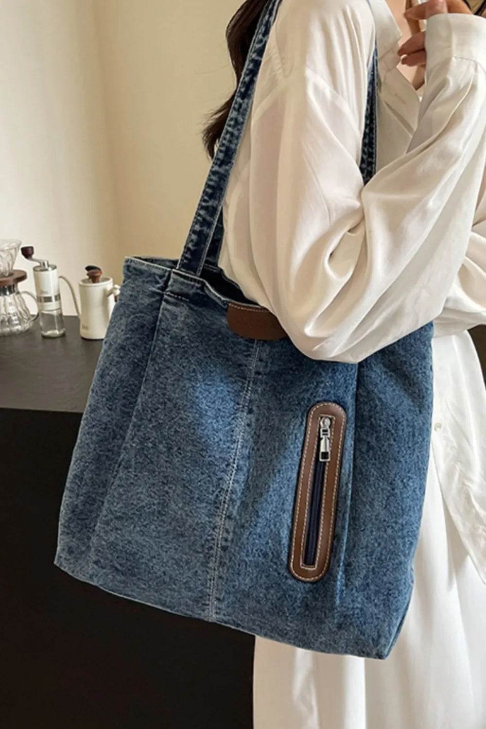 Medium Denim Tote Bag - Tredona LLC