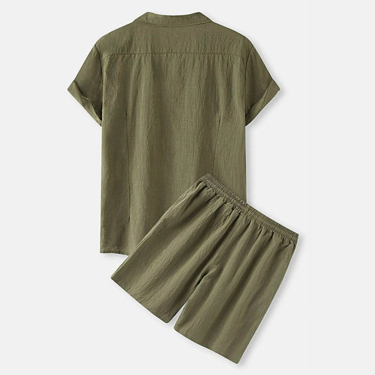 Men's Button Up Shirt and Shorts Set - Tredona LLC
