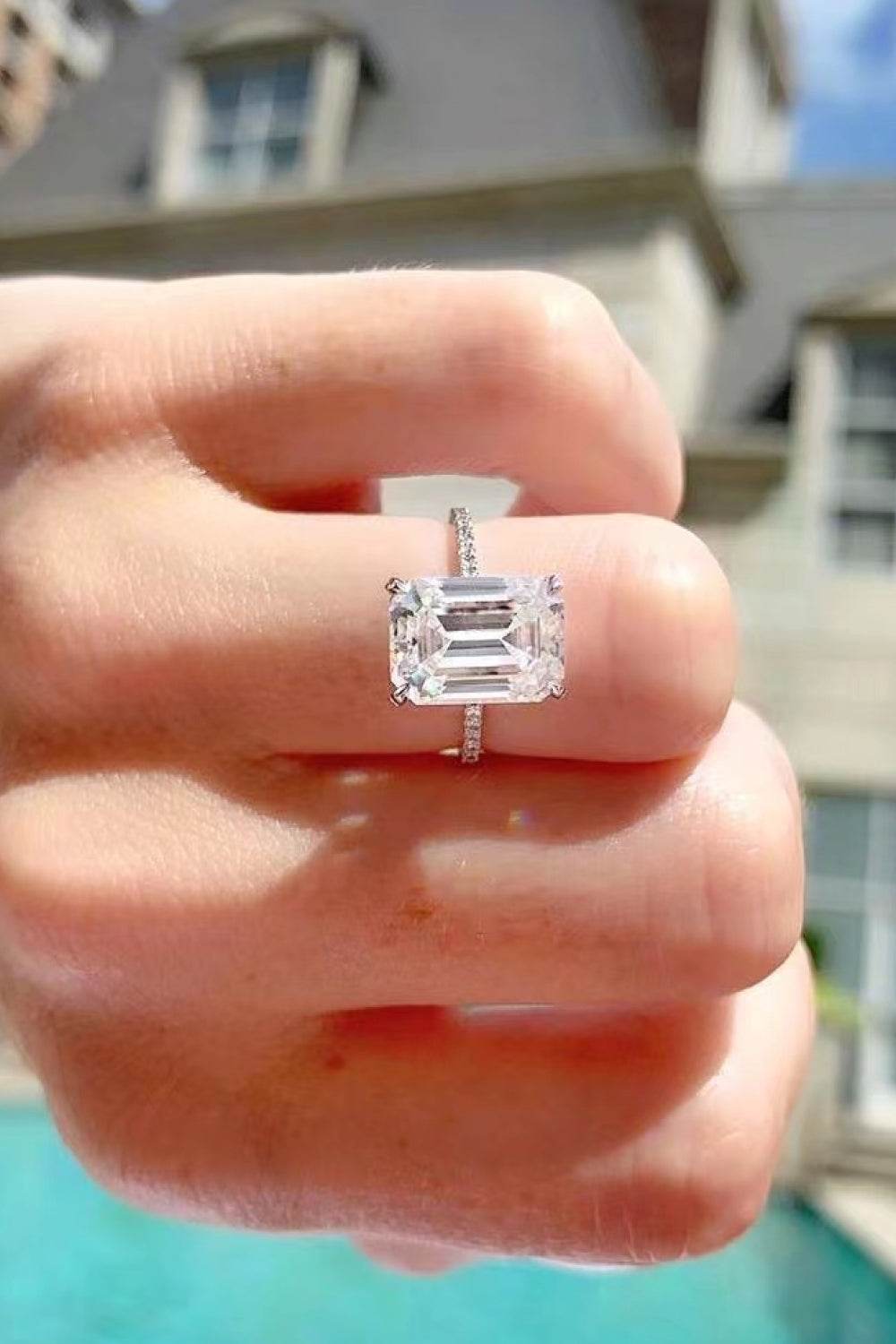 5 Carat Moissanite Side Stone Ring - Tredona LLC
