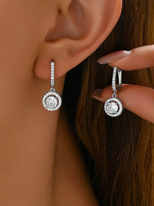 Stainless Steel Zircon Drop Earrings - Tredona LLC