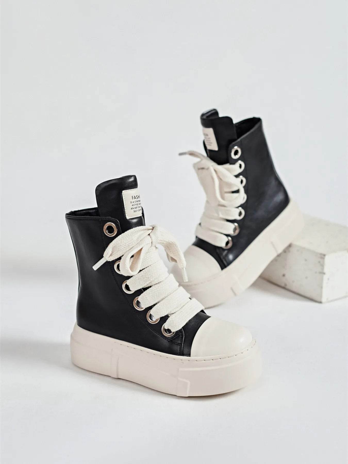 Platform Lace Up Contrast Sneakers - Tredona LLC