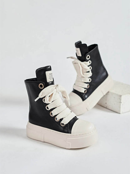 Platform Lace Up Contrast Sneakers - Tredona LLC