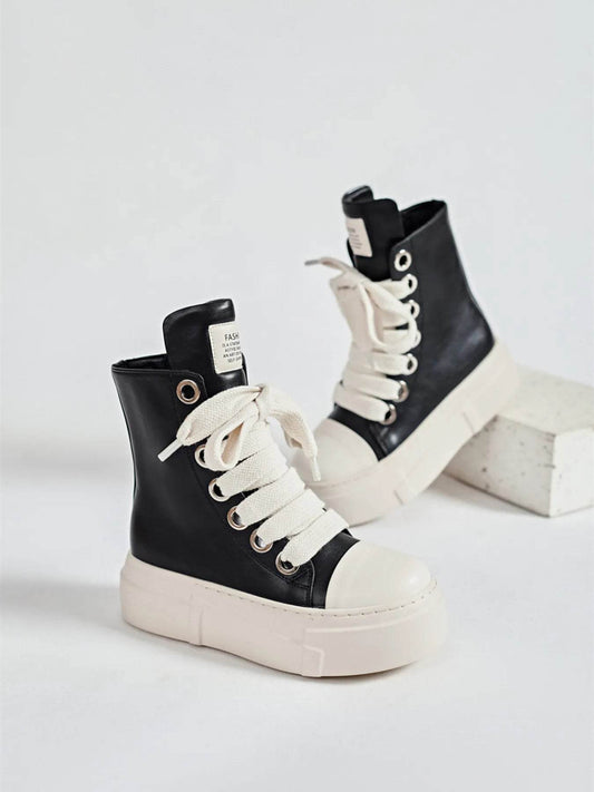 Platform Lace Up Contrast Sneakers - Tredona LLC
