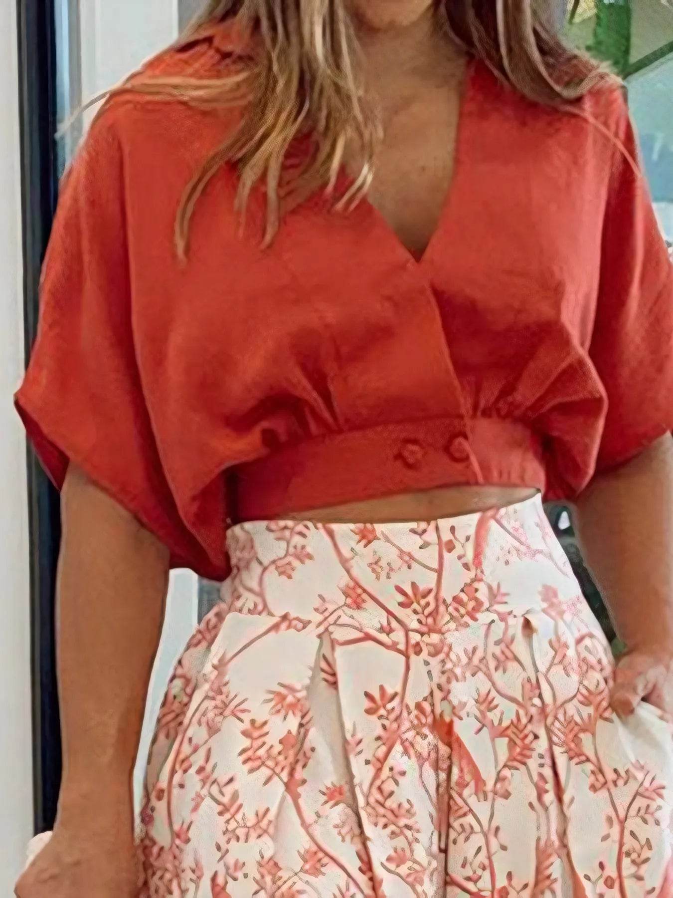 Surplice Top and High Waist Pants Set - Tredona LLC