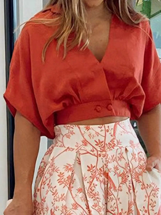 Surplice Top and High Waist Pants Set - Tredona LLC