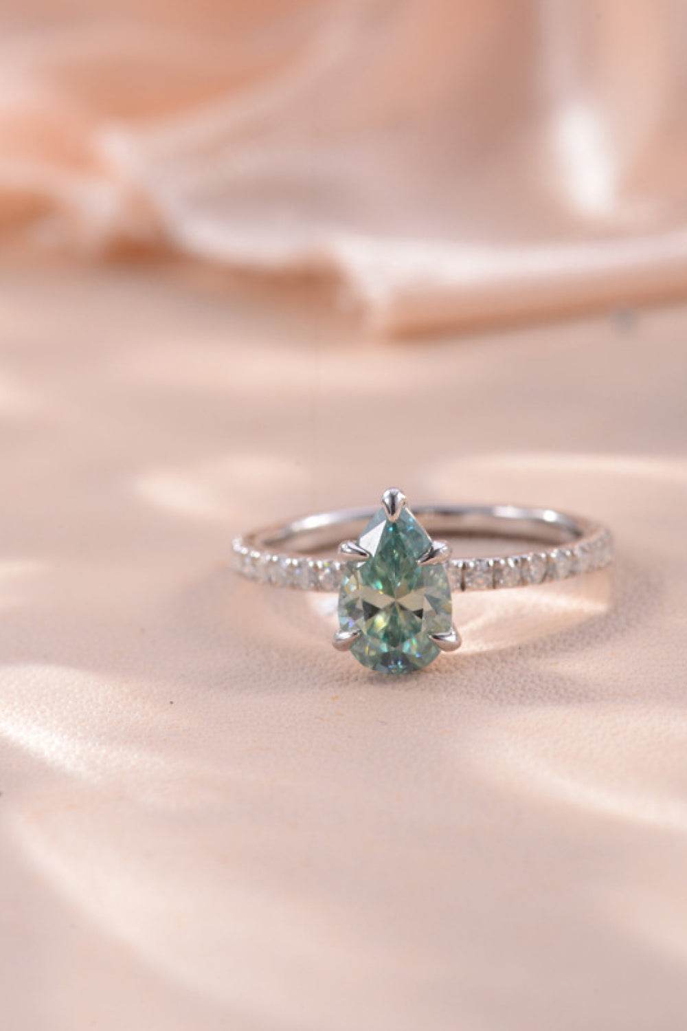 1.5 Carat Teardrop Shape Moissanite 925 Sterling Silver Ring - Tredona LLC