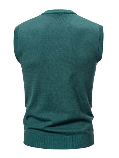 Men's Plus Size Diamond Pattern V-Neck Sweater Vest - Tredona LLC