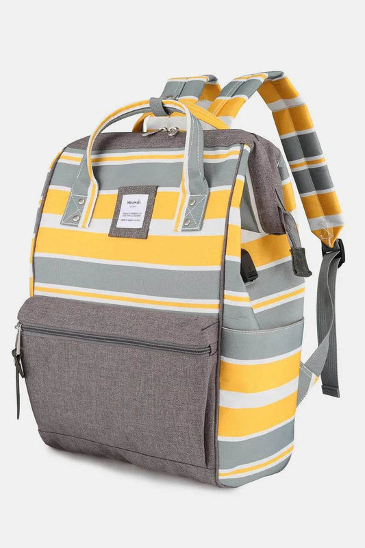 Himawari Striped Waterproof Nylon Backpack Bag with Side Pockets - Tredona LLC