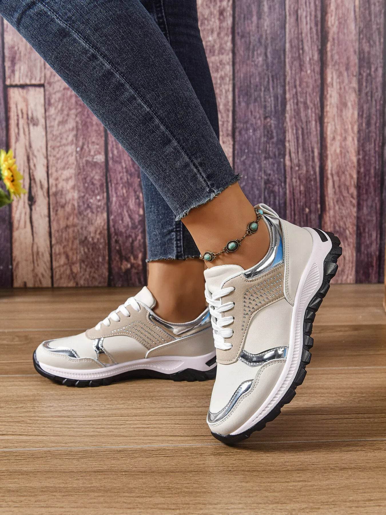 Lace Up Round Toe Sneakers - Tredona LLC
