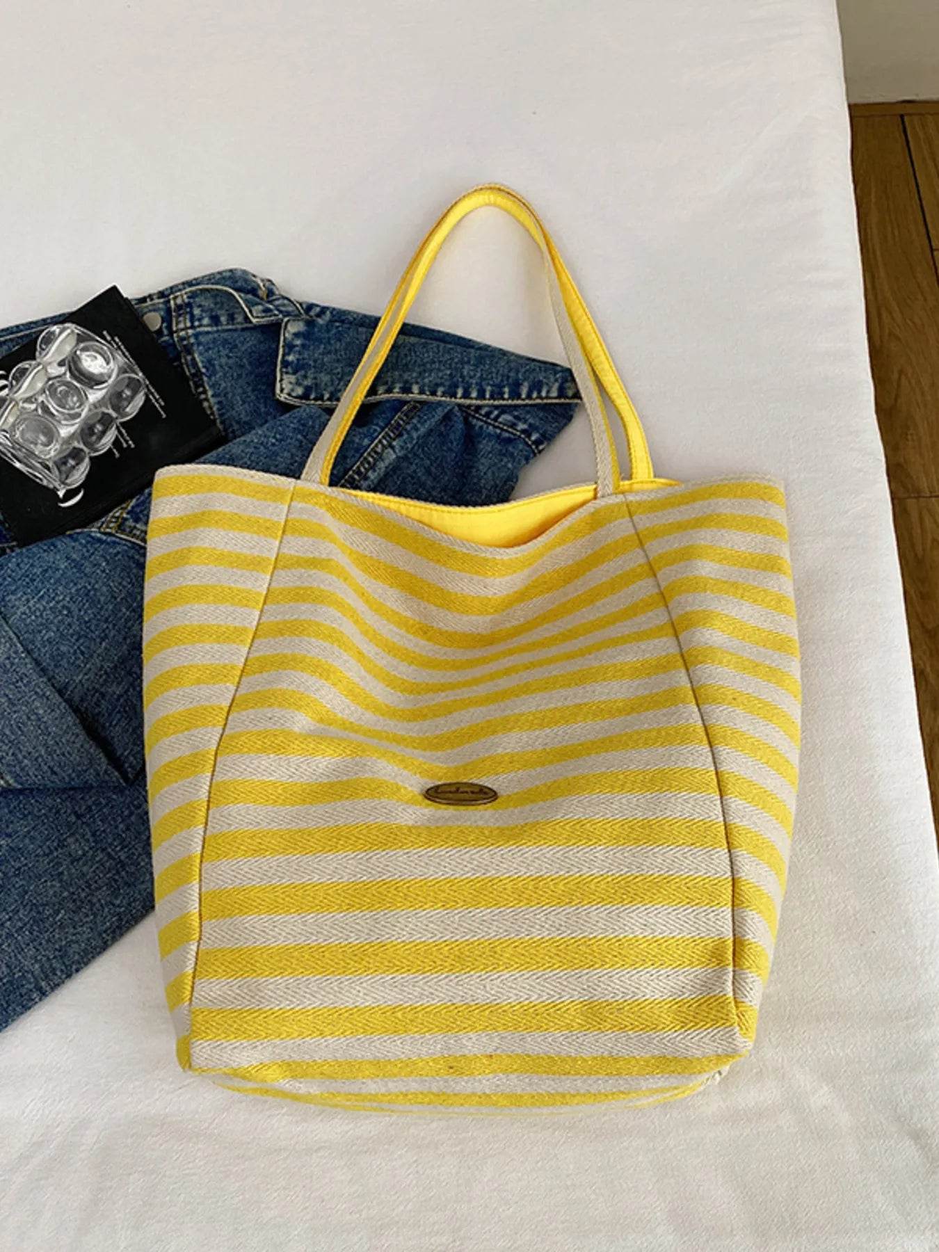 Striped Canvas Tote Bag - Tredona LLC