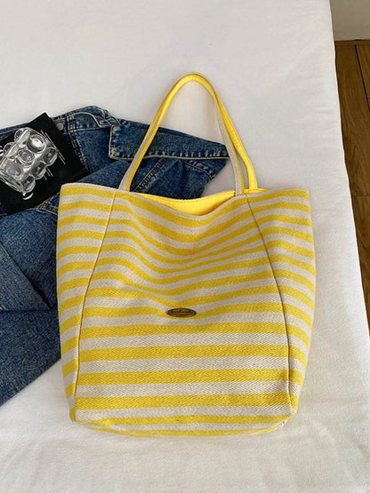 Striped Canvas Tote Bag - Tredona LLC