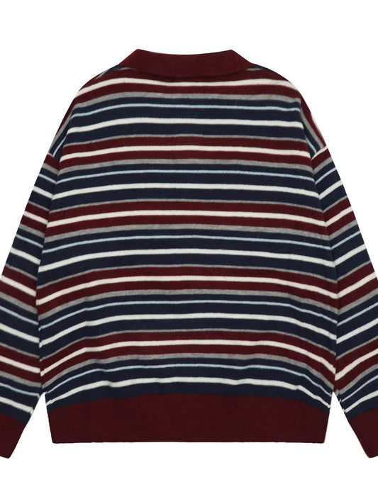 Men's Striped Long Sleeve Sweater - Tredona LLC