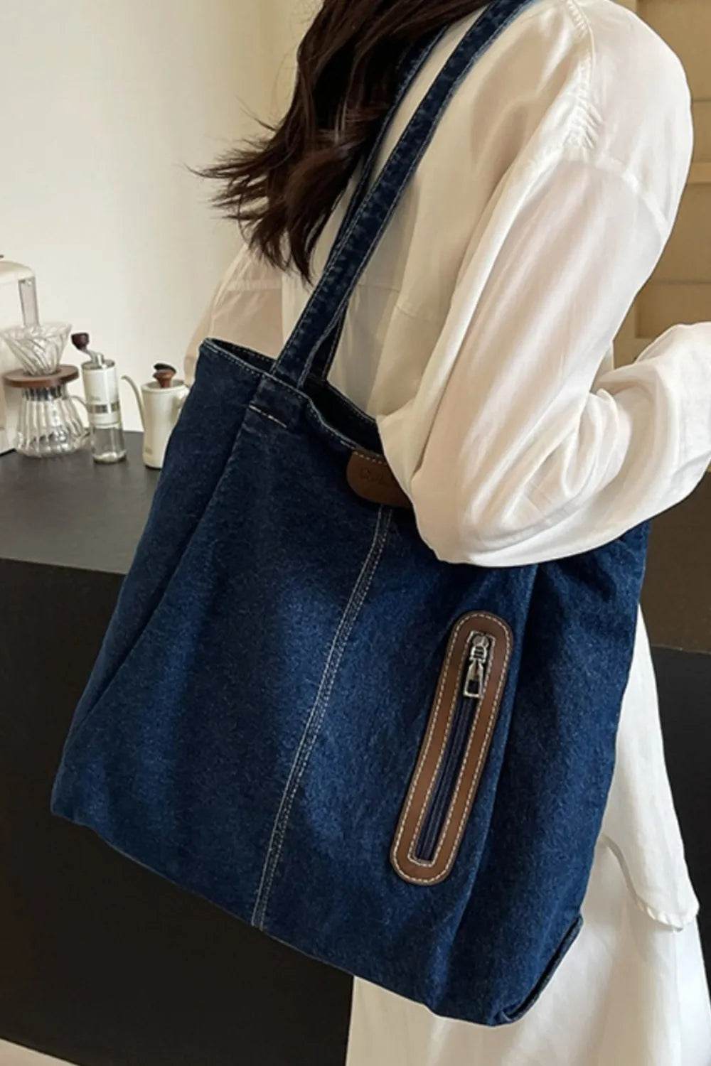 Medium Denim Tote Bag - Tredona LLC