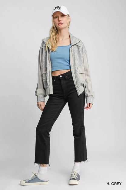 Umgee Two-Way Jacquard Zip-Up Jacket - Tredona LLC