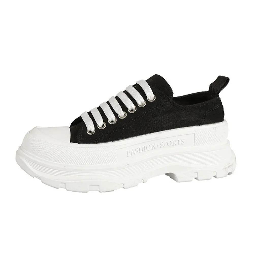 Lace Up Round Toe Platform Sneakers - Tredona LLC