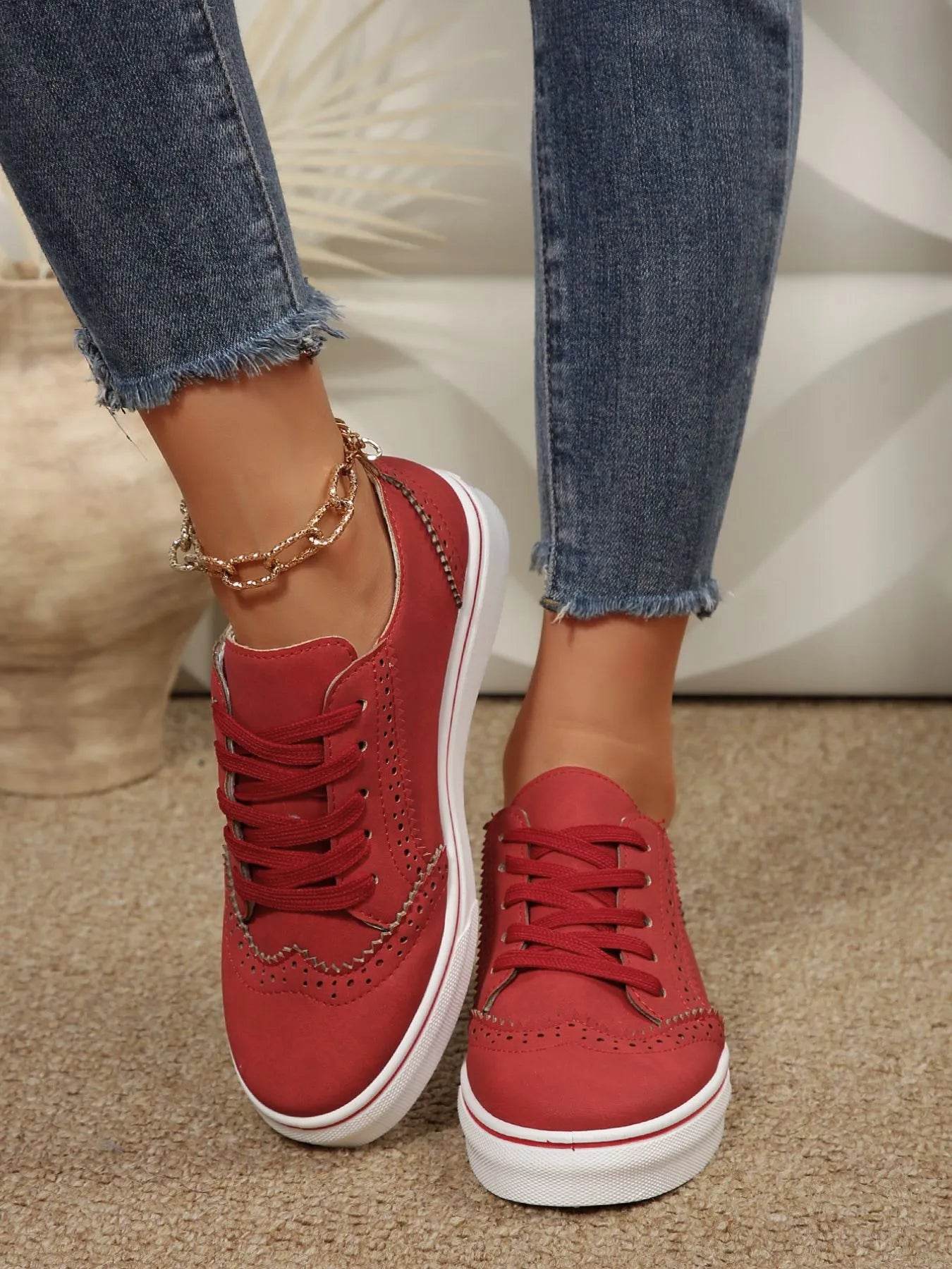 Lace Up Round Toe Platform Sneakers - Tredona LLC