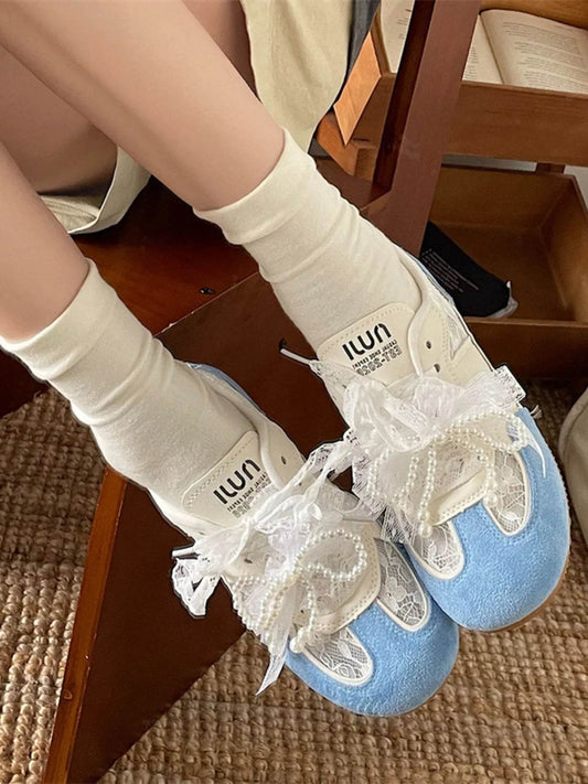 Vintage Lace Ribbon Sneakers - Tredona LLC