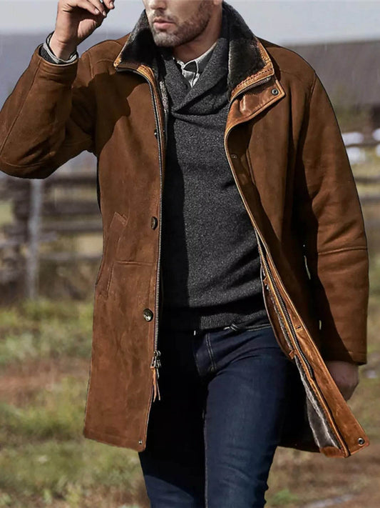 Men's Plus Size Zip Up Long Sleeve Coat - Tredona LLC